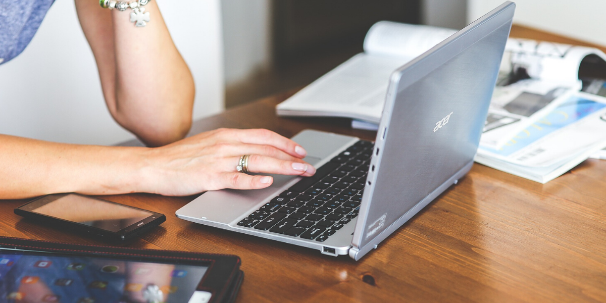 typing on a laptop